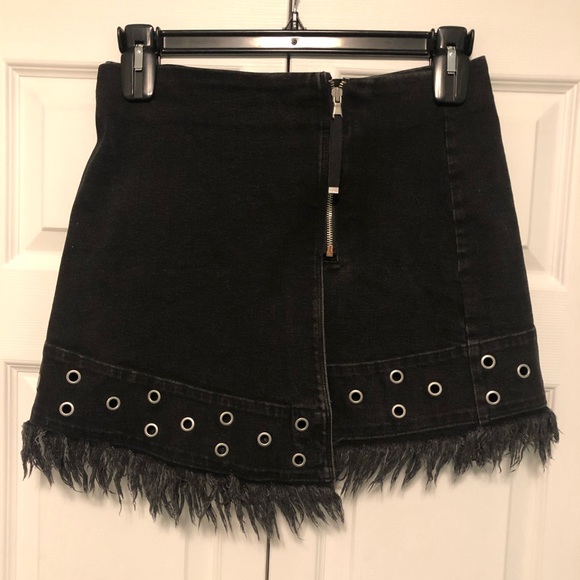 Black Denim Wrap Skirt - Picture 1 of 8